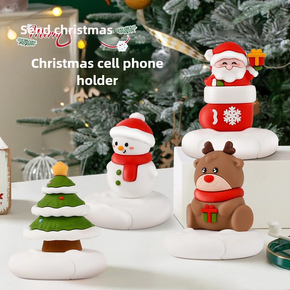 Novo suporte de telefone europeu e americano papai noel preguiçoso suporte de telefone decoração de mesa presente de natal suporte de telefone para iphone 17