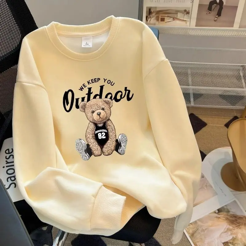 Autumn Winter Fashion Y2k Cartoon Printed Hoodies O-neck Long Sleeve Top Pullovers Women Clothing Casual Loose Sweatshirts