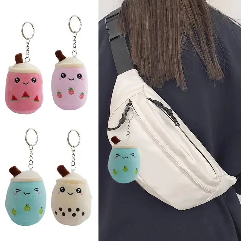 Gefüllte Bubble Tea Boba Plüschtier Schlüsselanhänger Früchtetee Boba Puppe Mini Plüschtiere Weiche Milchtee Kissen Rucksack Dekor für Kinder Geschenke