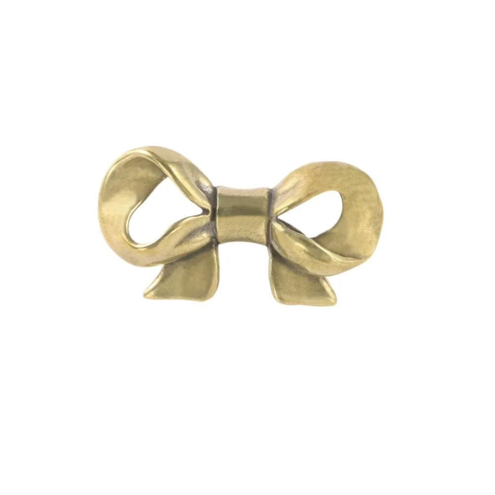 

Gold Color Bow Tie Brass Handle Luxury Furniture Hardware Cabinet Door Knobs Push-pull Single Hole Wardrobe Drawer Pulls Dresser