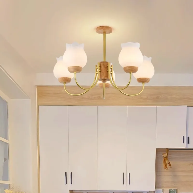 Retro bell orchid cream wind light Living room pendant light modern and simple rustic master bedroom