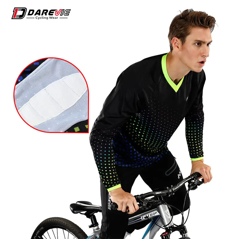 DAREVIE Cycling Jersey Man Motocross Breathable Mountain MTB Bike Jersey Long Sleeve Jersey Arm Protection Man Cycling Maillot