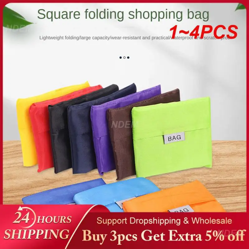 1~4PCS Shopping Bag Eco-friendly Hand Shoulder Shop Bags Grocery Bags Polyester Reusable Bag Foldable