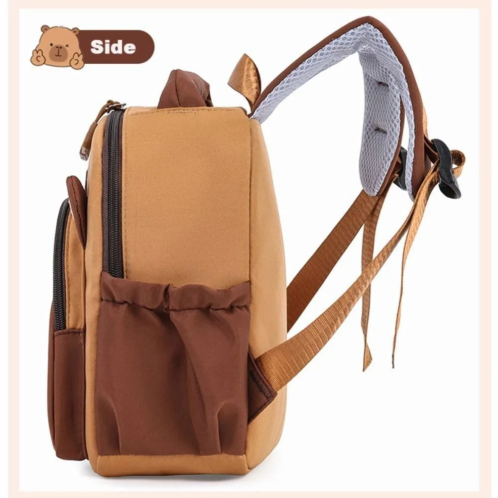 مخصص مطرزة اسم كابيبارا على ظهره النايلون كابيبارا حقيبة مدرسية سعة كبيرة خفيفة الوزن متعددة الطبقات حقيبة ظهر رياض الأطفال #4