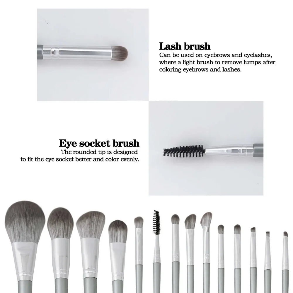 14 Pz/set Nuovo Evidenziatore Set di Pennelli per Trucco Contouring Pennello per Fard Grigio Soffici Disegna Sopracciglia Pennello per Ombretto Strumento di Bellezza Delle Donne