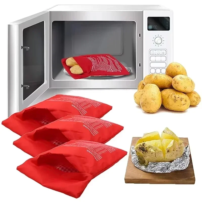 Microwave Potato Bag Reusable Express Microwave Potato Cooker Bag Baked Potato Cooker Perfect Potatoes 4 Minutes Red Baked Pouch