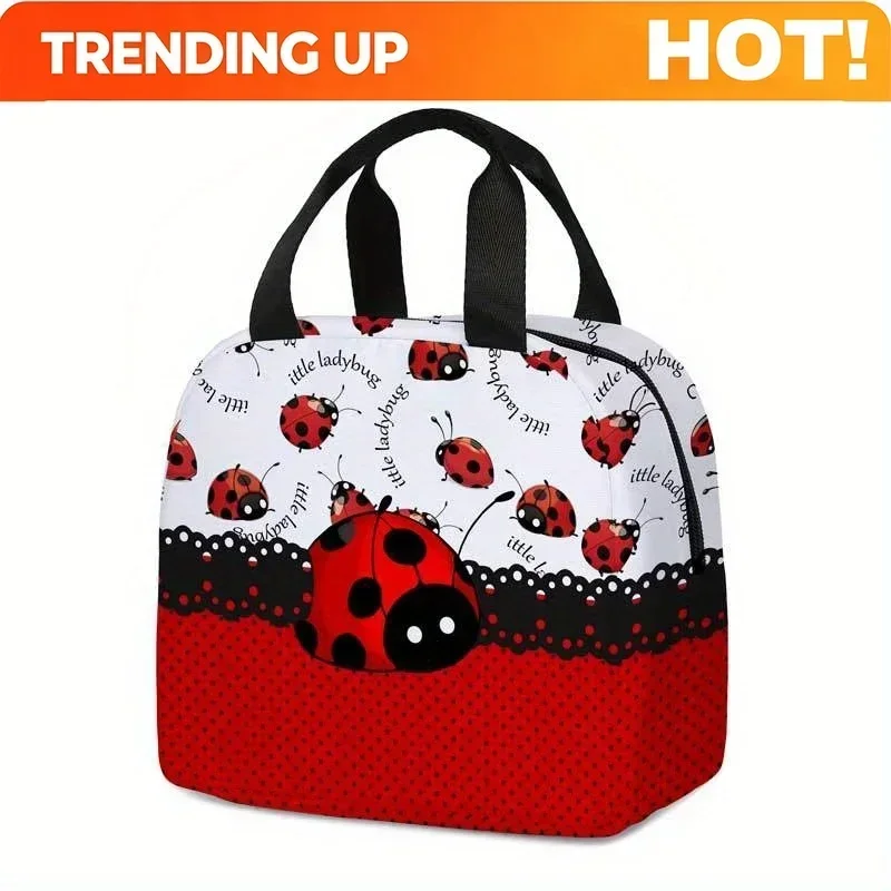 Custom Bag Custom A Lunch Bag Featuring A Seven-Star Ladybug Print, A Portable Tote For Women, Lightweight And Insulated, Suitab
