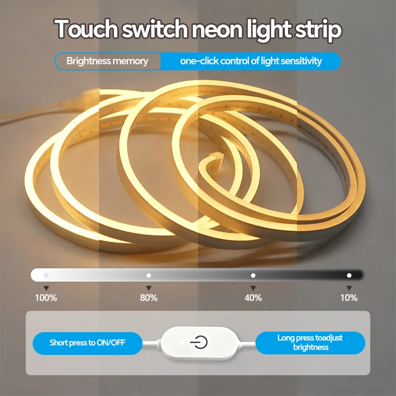 Silicone USB LED Strip Light Flexible Bendable 3 Color Temperature Touch Dimmable Brightness Desk Bedroom Decor Night Lamp view 3
