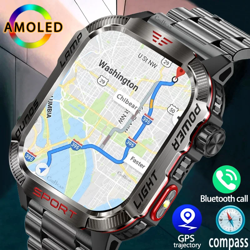 New Outdoor Military Sports GPS Track Smart Watch Men Heart Rate Waterproof Fitness Bluetooth Call Smartwatches For Huawei