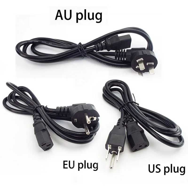 Euro Plug US AU Extension Electric LCD Cord 1.5m  For Monitor Printer IEC C13 AC Power Supply Cable