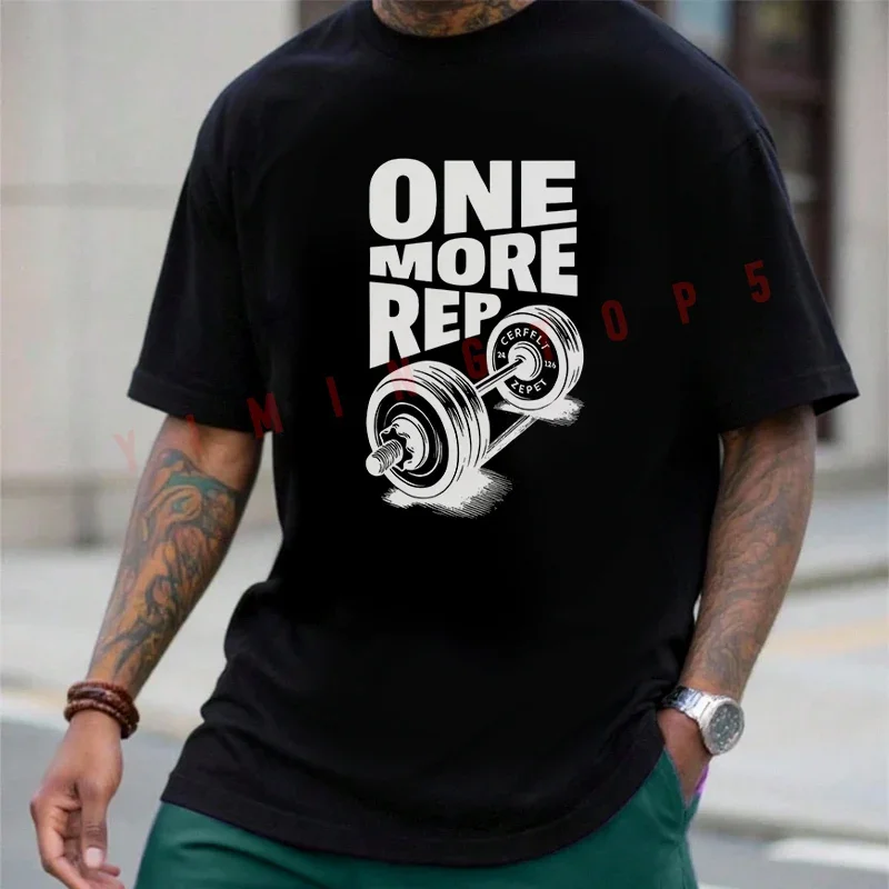 Vintage Funny Gym Workout ONE MORE REP Weightlifting Motorcycle Cotton Tshirt Men Funny Men T-shirt Summer Short-Sleeve Tops