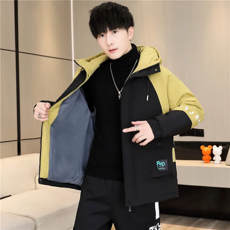 Casual 2024 Autumn Winter Men\'s Thicken Hooded Fleece Jackets Outwear Windroof Plush Liner Warm Coats Youth Top Parkas Clothing