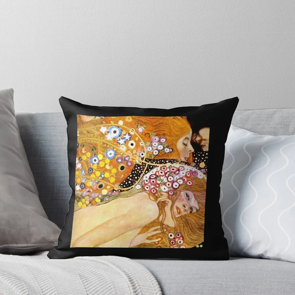 

MERMAIDS : Vintage 1899 Klimt Painting Print Throw Pillow Cushion Child Decorative Cushions For Luxury Sofa pillow