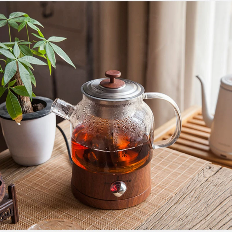 الخشب الحبوب الشاي تخمير الشاي الأسود التلقائي البخار الزجاج صانع الشاي متعددة الوظائف الحفاظ على الحرارة غلاية كهربائية الأواني الصحية