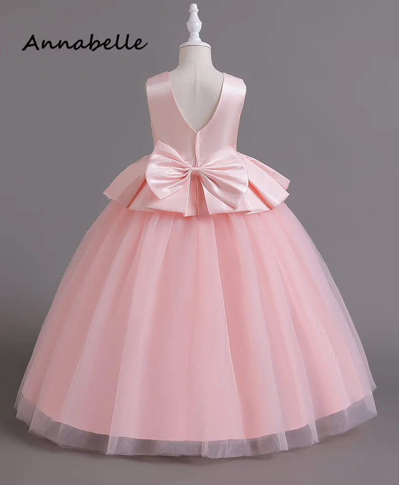 Annabelle Flower Girl Dress Puffy Lace Flower Baby Wedding Cute Bow Dress Priness Girl Bow Birthday Party Dress 2024New