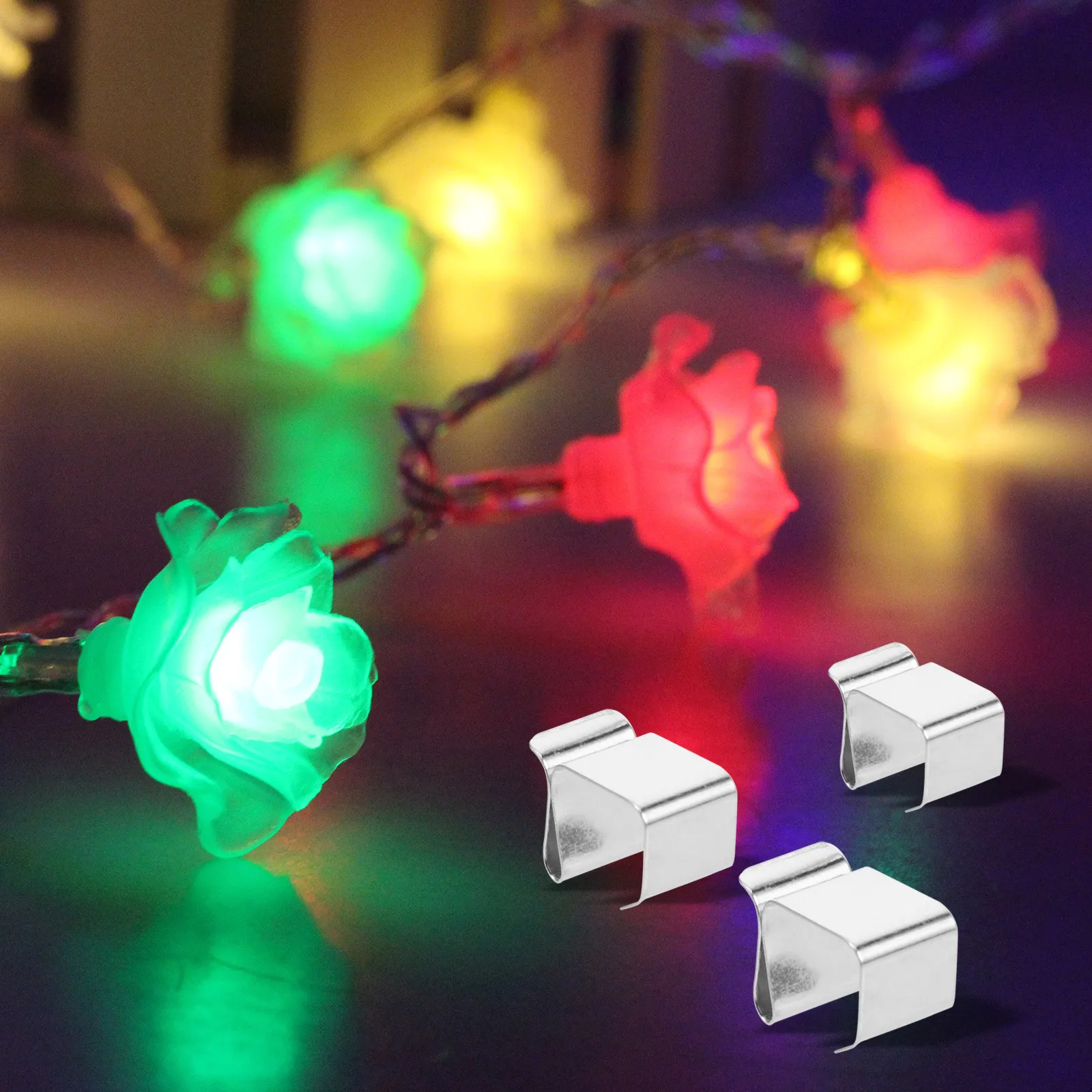 

50 Pcs Hooks Christmas Light Clip Gutter for outside Fairy Clips Hangers Lights Silver Holder Outdoor
