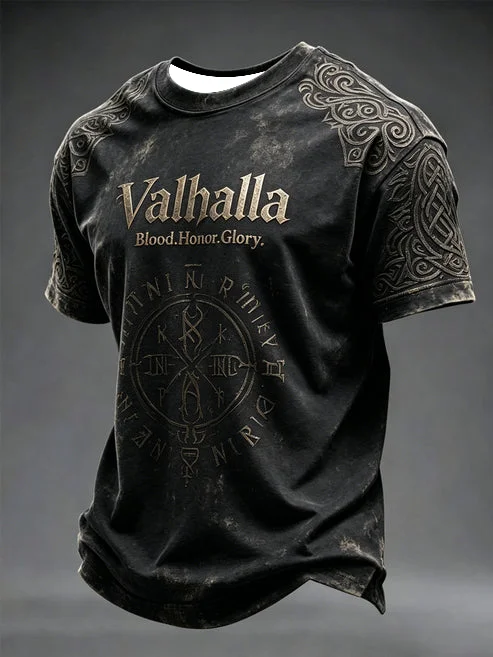 2027 Summer New Style Men's Vintage Viking Style 3D Printed Outdoor Sports Breathable Quick-Drying T-Shirt Family Couple Version