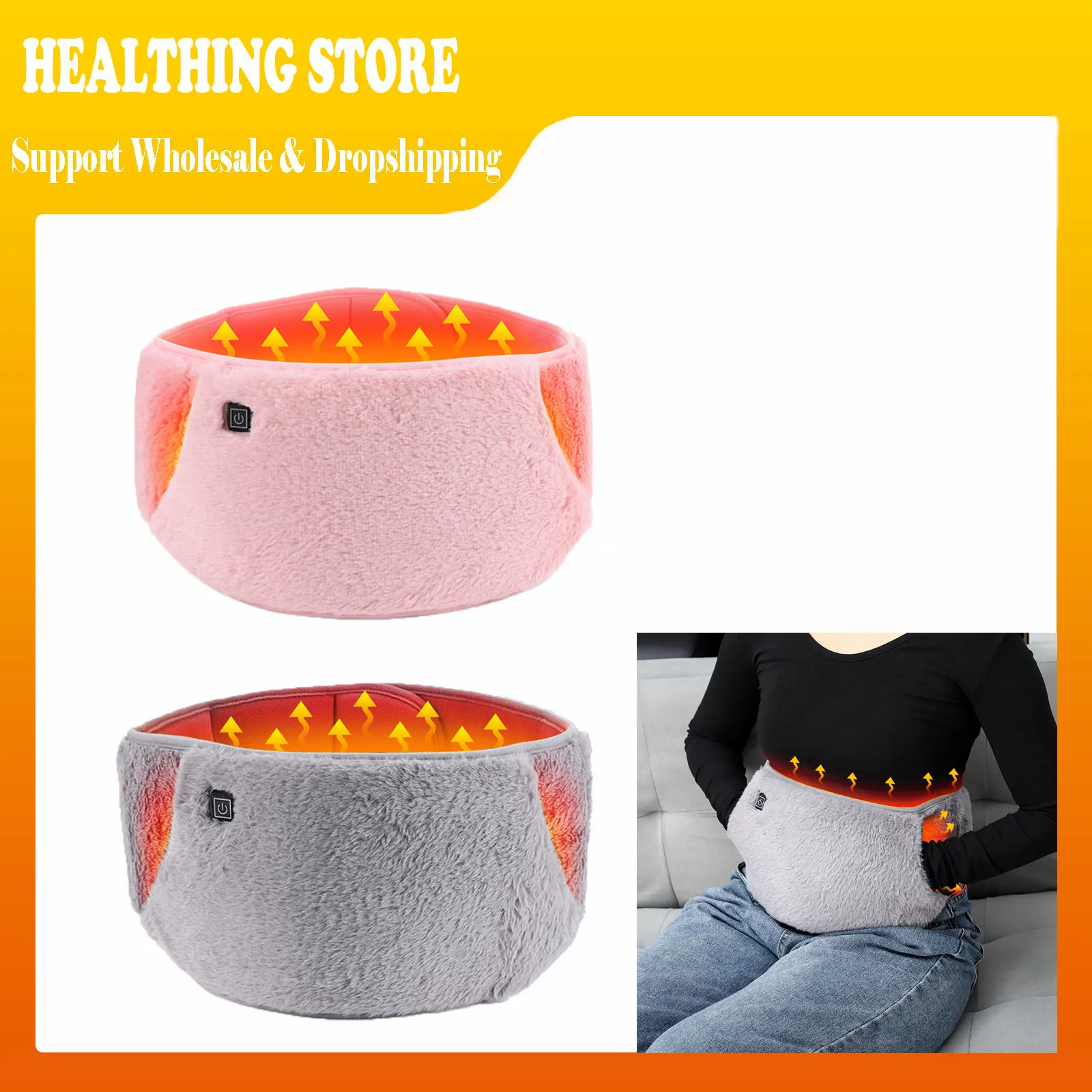 

2-in-1 Graphene Heating Belt Crystal Velvet Fabric 3-Level Temp Control Portable Washable Uterus Hand Waist Warmth
