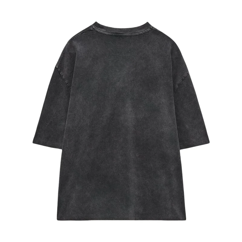 NOVEDAD DE VERANO 20225, camiseta de manga corta con cuello redondo desgastada y estampado Retro versátil para mujer 1131/334