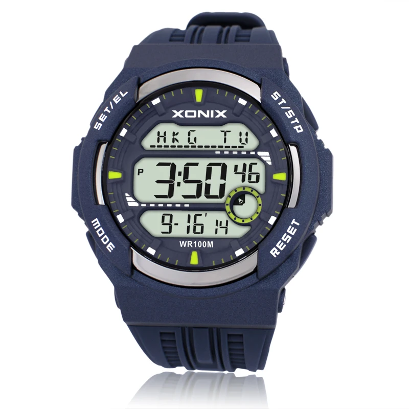 XONIX Men's Student Sports Multi functional Waterproof Multi functional Timing Digital Night Light Alarm Electronic Watch JS