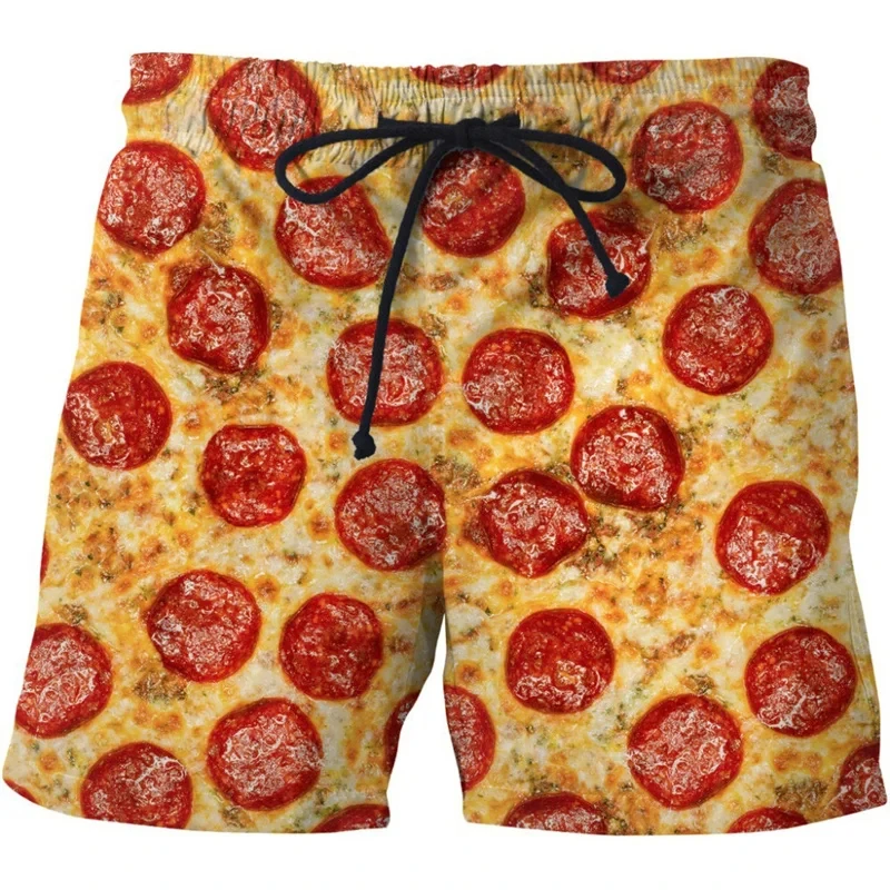 Funny Fatty Beef Hot Dog Men's 3D Print Short Pants Street Hip Hop Beach Shorts Skateboard Swimming Women Trunks