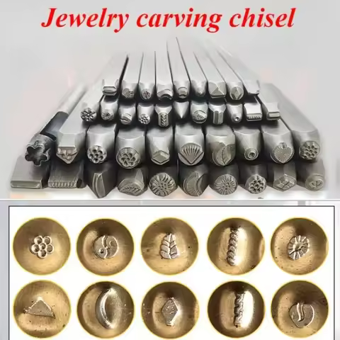 Handmade DIY Metal Ring &amp; Bracelet Engraving Set - Steel Stamp with Floral Patterns, Gold/Silver/Copper for Embossing &amp; Carving