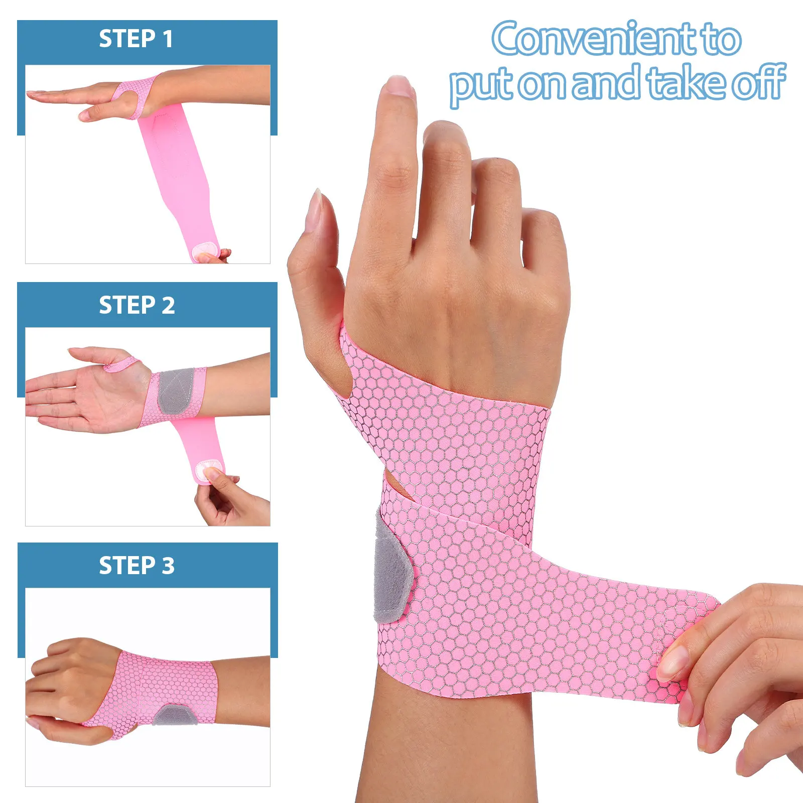 

2Pcs Breathable Wrist Band Support Adjustable Comfort Fit for Gym Fitness Sports Wrist Brace Wear Easy Fastening