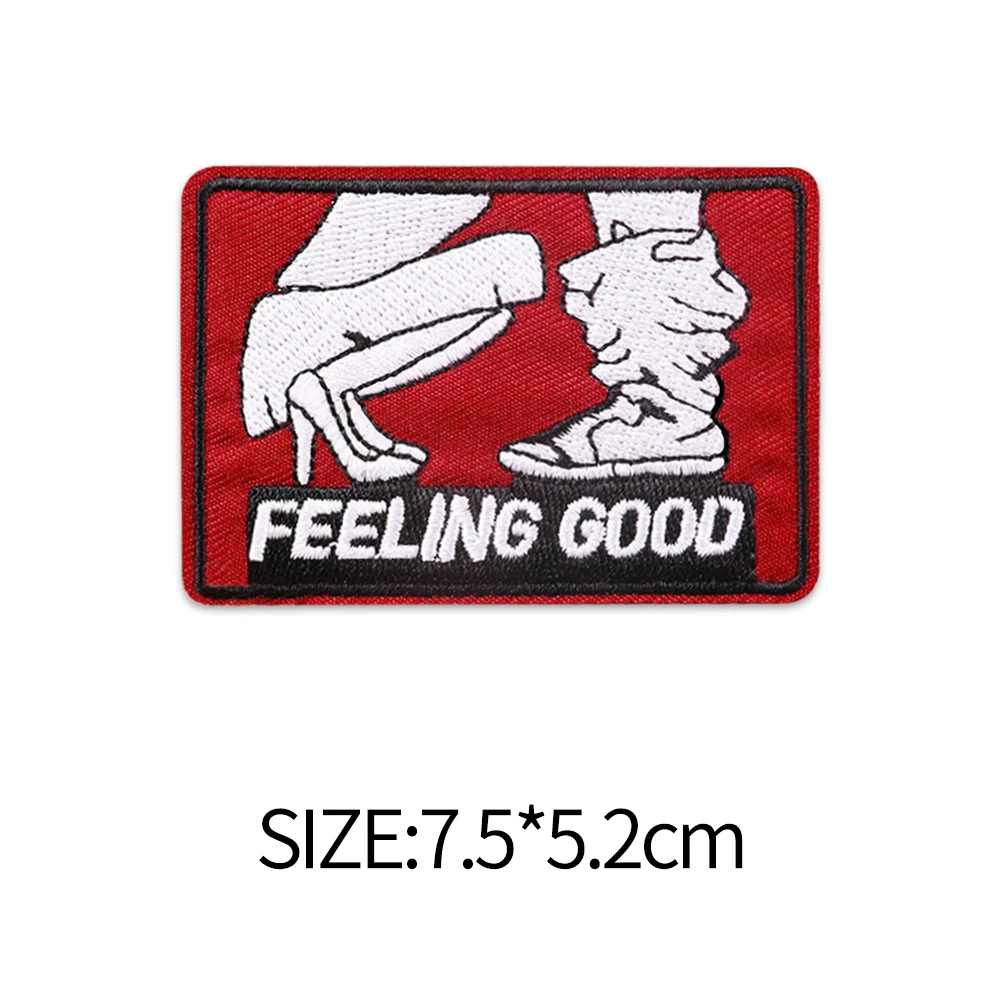 FEELING GOOD Embroidered Patches Iron On Decoration Accessories Man And Woman Apparel For Clothes Jacket Jean Hat Bag Applique