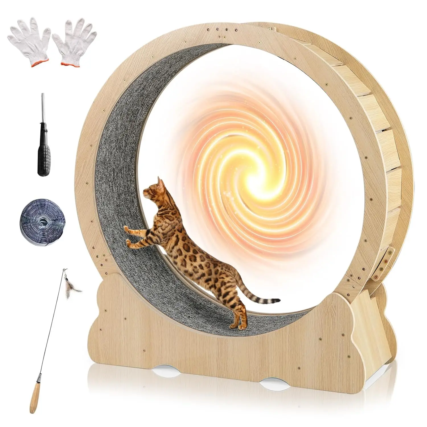 

Беговое колесо для кошек, 40 дюймов, большое, для домашних кошек, с блокирующим механизмом, с ковровым покрытием, деревянное, ультра-прочное, на заказ