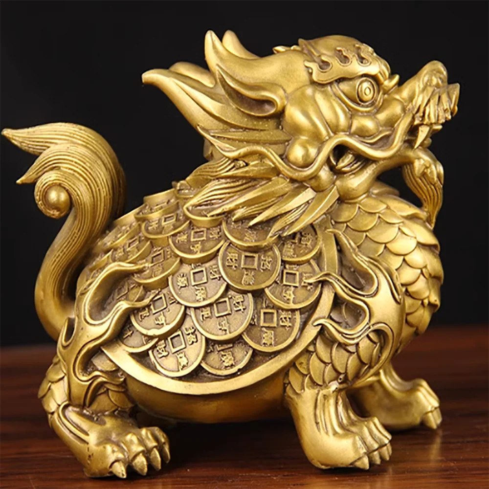 Brass Home Bagua, Gold Money Turtle, Office Desktop, Living Room, Home Ornaments and Decorations