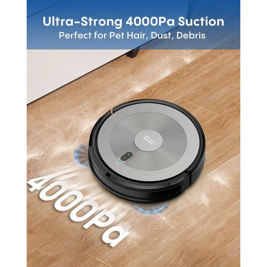 مجموعة مكنسة كهربائية وممسحة، مكنسة كهربائية روبوتية 3 في 1 مع محرك شفط بدون فرش بقدرة 4000 باسكال، خالية من التشابك، شحن تلقائي، جدول زمني #4