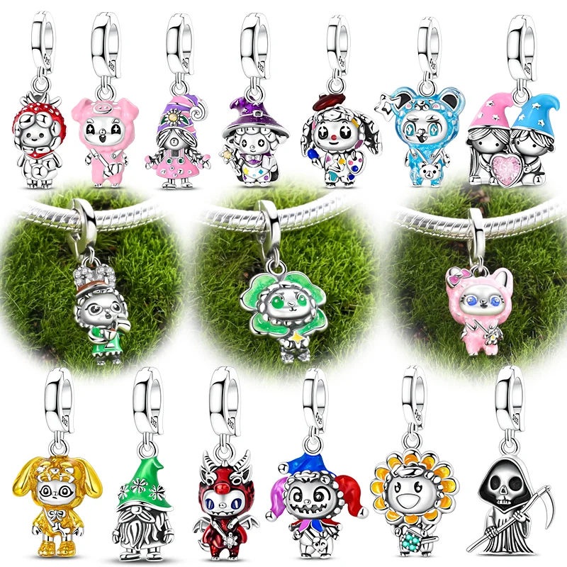 Original 925 Sterling Silver Charms Beads Death Note Strawberry Fire Dragon Plush Toy Dangle Fit Bracelet Women Jewelry Gift