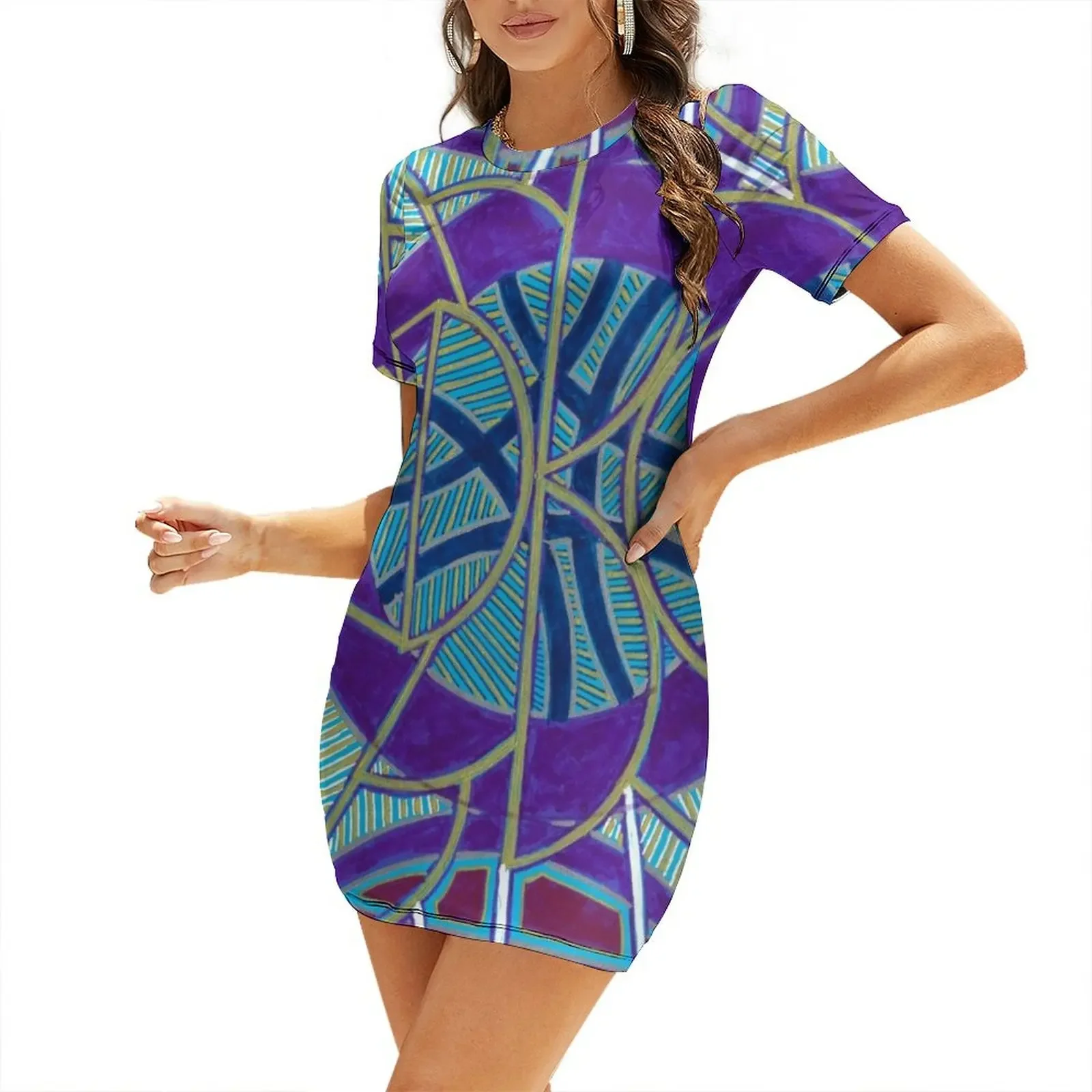 

Sight Lines Short-Sleeved Dress cocktail dresses fairy dress Party dresses for women Casual dresses Dress