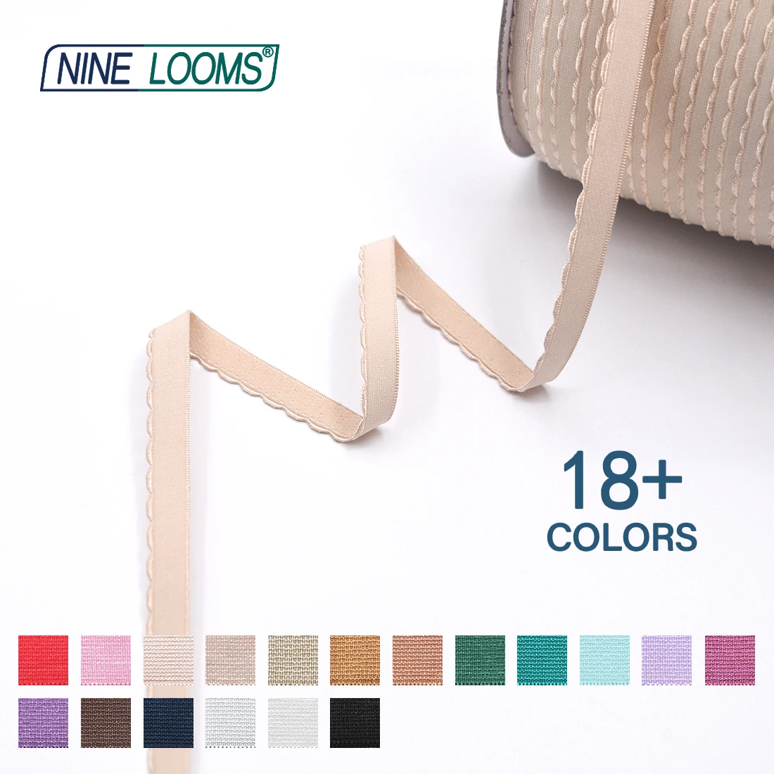 NINE LOOMS Picot BH-Träger, Gummibänder, 3/8 Zoll, 1/2 Zoll, 5/8 Zoll, 10 mm, 13 mm, 15 mm, Plüsch-Schulterband, Dessous-Nähbesätze, 50 100 Yard per Spule – Detail 8
