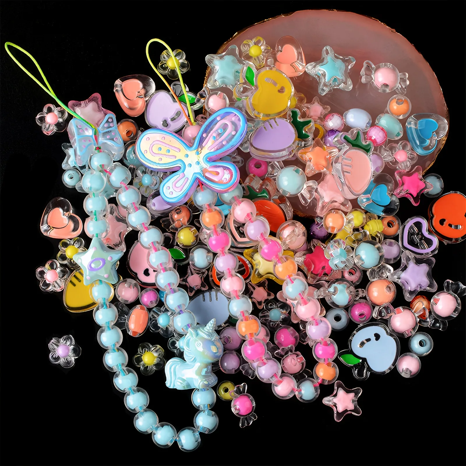 100pcs 8-20mm Vibrant Mixed Color Transparent Acrylic Beads - Ideal for Jewelry Making, DIY Versatile Accessories for Crafting image 6