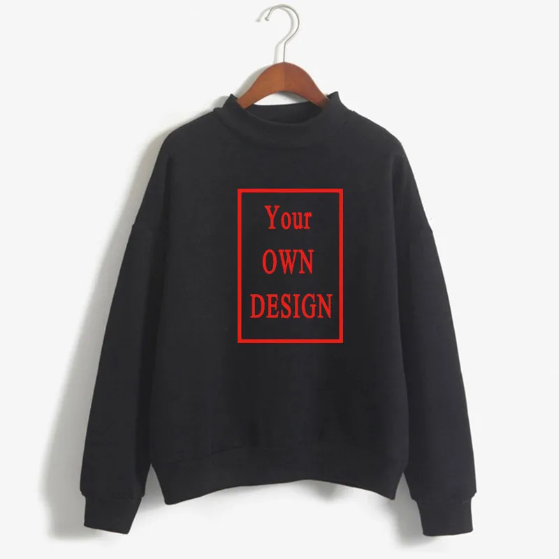 Your OWN Design Brand Logo/Picture Custom print women Oneck Knitted Pullovers Thick Autumn Winter Candy Color Loose DIY Hoodies