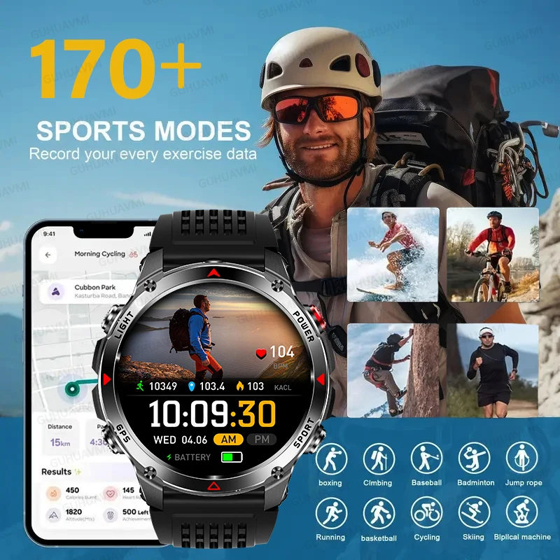 2025 nuevo militar al aire libre inteligente hombres HD 1,46 "AMOLED incorporado GPS brújula altímetro 10ATM impermeable BT llamada relojes inteligentes