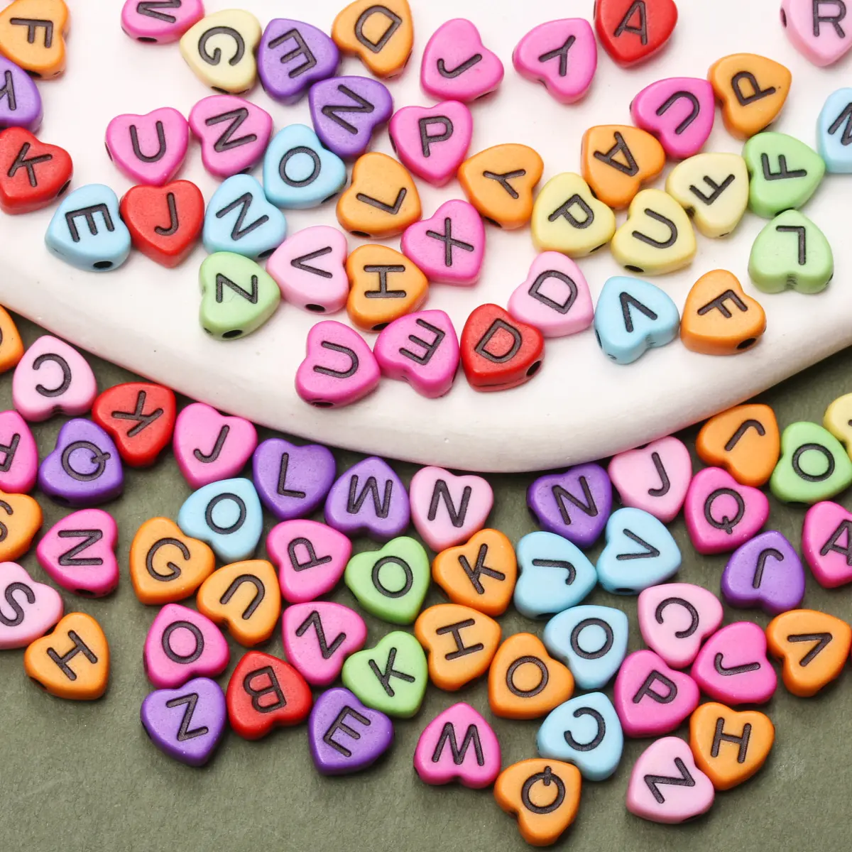 100Pcs 7mm Heart-shaped Acrylic Letter Beads Stars Moon Beads DIY Bracelets Necklaces Accessories Keychains Multiple Colors