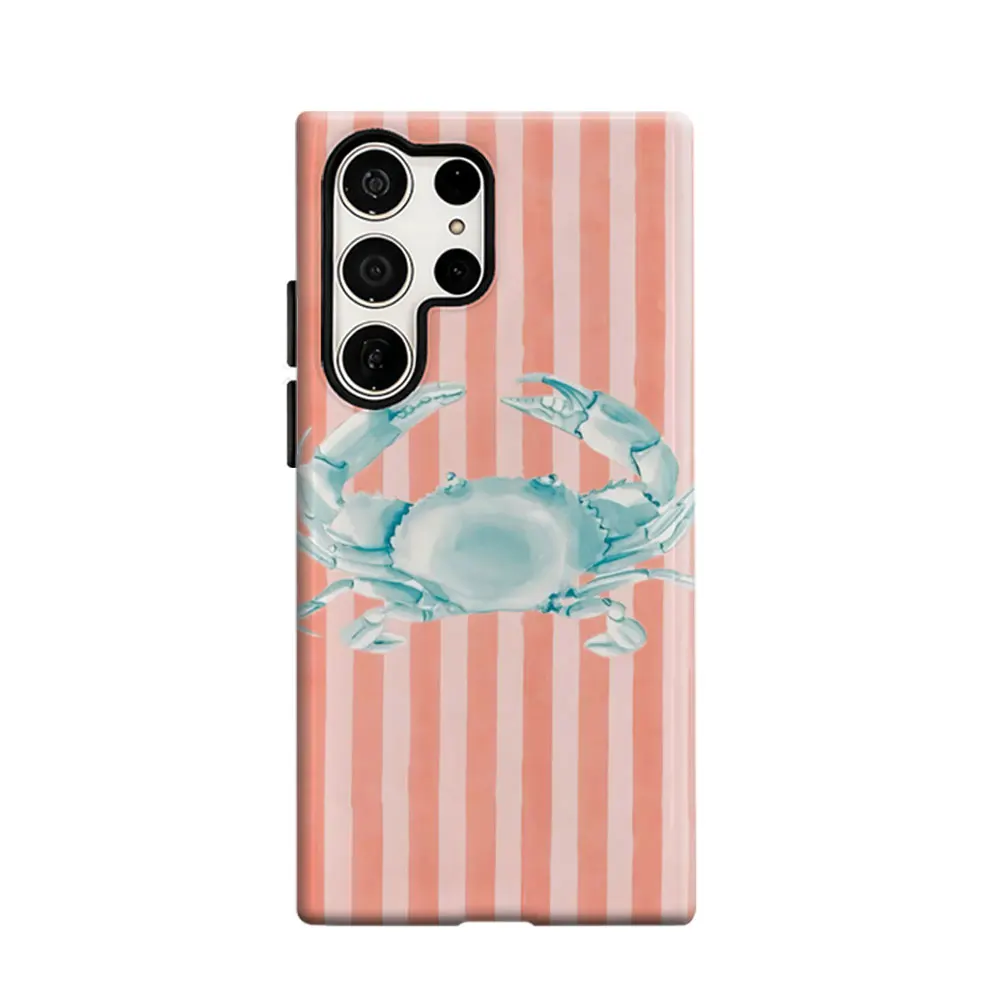 CaseLumi Phone Case For Samsung Galaxy S25 S24 S23 Ultra Plus HD Hard Coastal Crab Charm Double Layer Cover Film Shell