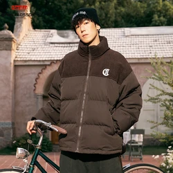 2023 corea Fashion New Mens Winter Down Cotton Parka velluto a coste ricamo addensare giacche calde cappotti donna Unisex Streetwear