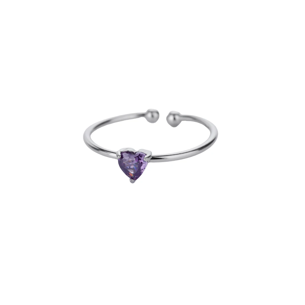 Women's Stainless Steel Heart Ring with Tiny Zircon, Gift Idea