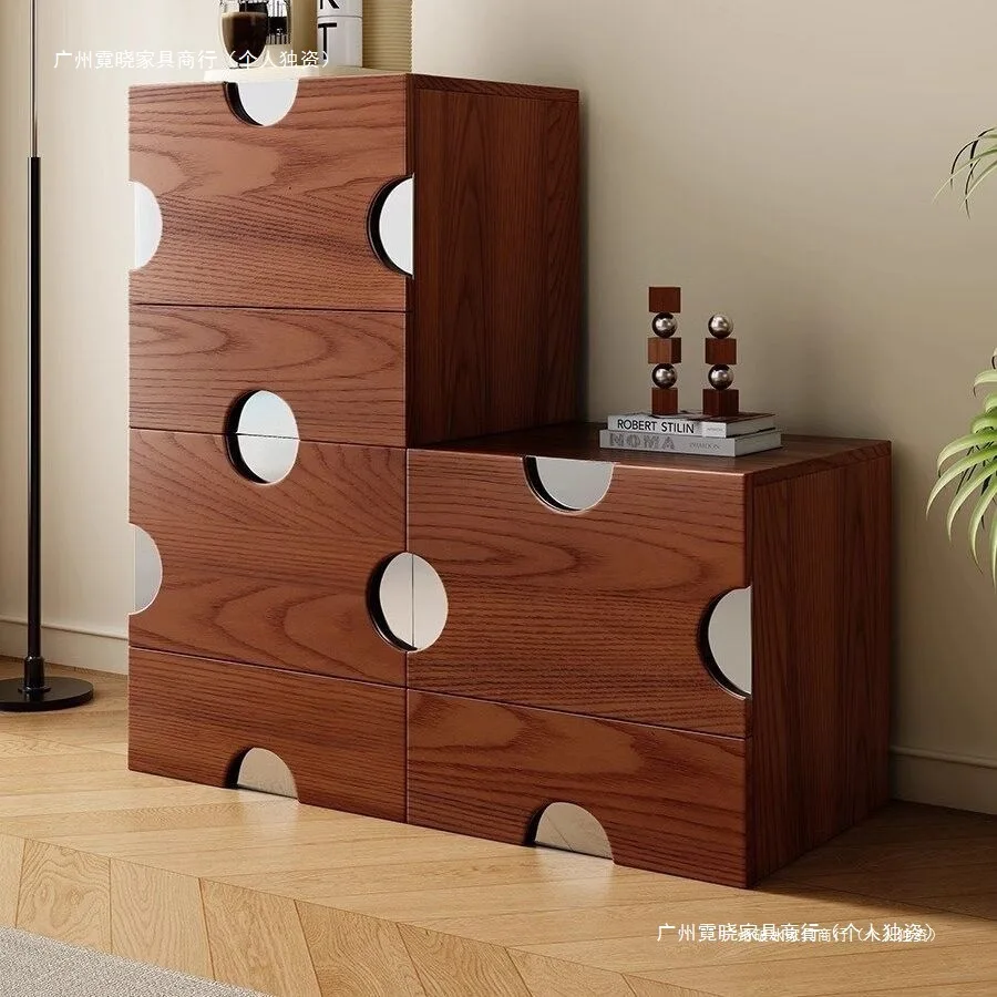 

Small apartment cheese locker living room floor card door cabinet solid wood TV cabinet Italian light luxury bucket