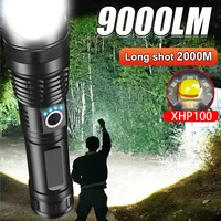 P50 High Power LED Tactical Flashlight Rechargeable Torch Aluminum Alloy Telescopic Zoom Torch Lamp for Outdoor Camping Fishing