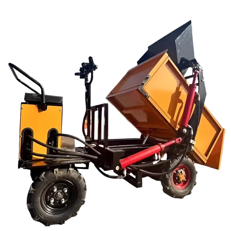 Electric tricycle engineering agricultural pull cargo hydraulic tipping bucket load climbing transport vehicle y