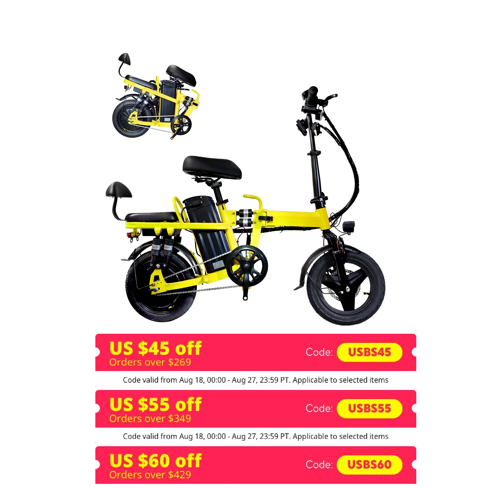 

GleeRide A9 14" Mini Folding Electric Bike 750W Peak Motor 48V 20Ah Battery