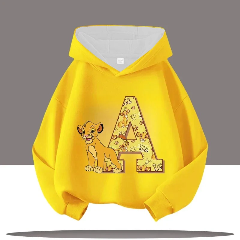 

Disney Boys Girls Pullover Hoodies The Lion King Simba Alphabet Series Print Cute Soft Comfy Stylish Plus Size Autumn Winter