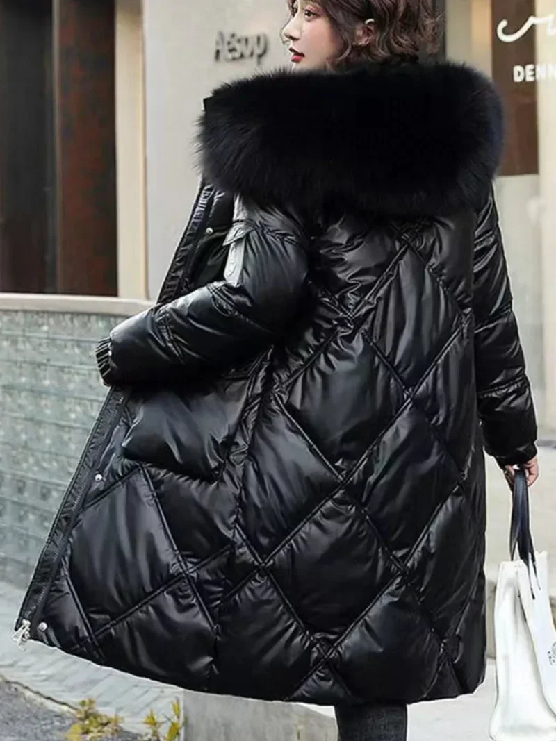 2023 Herfst Winter Capuchon Bontkraag Lange Parka Mujer Dikke Warme Beneden Katoen Gewatteerde Jas Vrouwen Casual Hoodies Jas Vrouwelijke