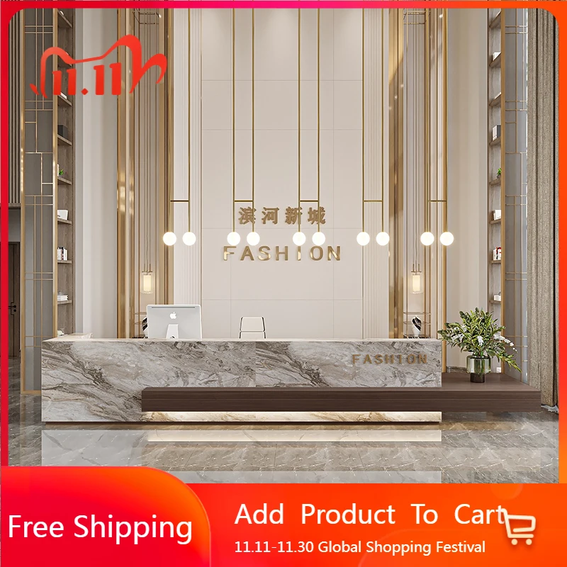 

Luxury Beauty Reception Desks Modern Shelves Restaurant Company Desks Unique Hotel Display Comptoire Accueil Trendy Furniture