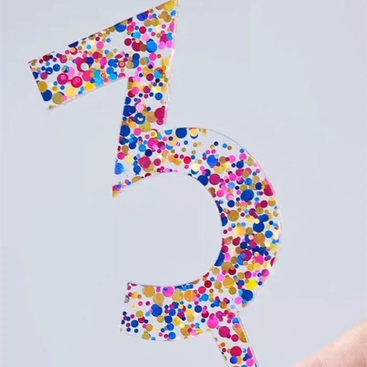 New Acrylic Number Cake Topper Decorations Colored Glitter Digital 0-9 for Kids Happy Birthday Party Baby Shower Cake Decoration