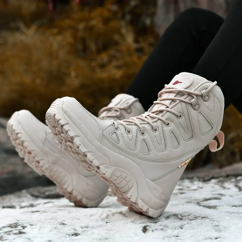 Winter Men Motorcycle Tactical Boots Women Lace Up Army Desert Ladies Comfortable Climbing Hiking Shoes Anti-Slip Hunting Boots